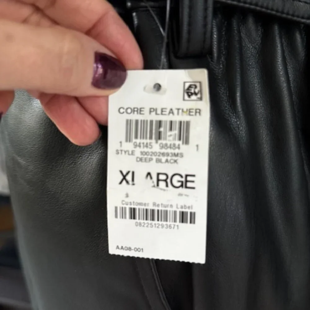 Bar III Faux-Leather Pants Black Adjustable Waist Wide Leg Pocket XL MSRP$99 NWT - Picture 10 of 14